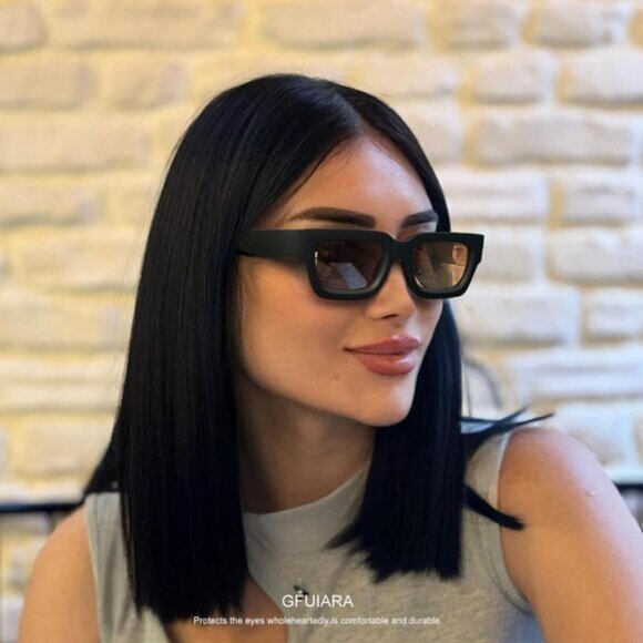 ⚡Men A-black/Brown Fashion Trendy Square Shades Rectangle Designer SunGlasses - Picture 4 of 7